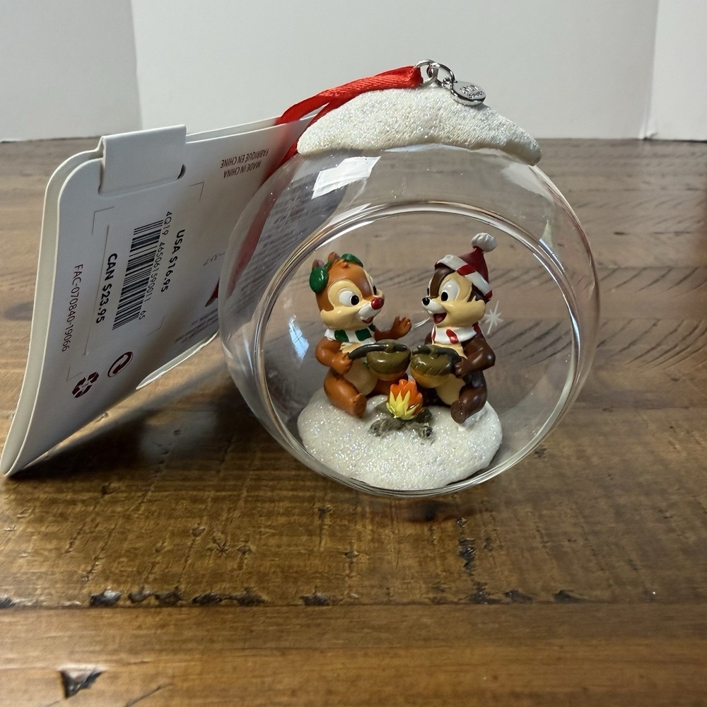 Disney Sketchbook Collection Chip and Dale Christmas Ornament Glass Ball NIB